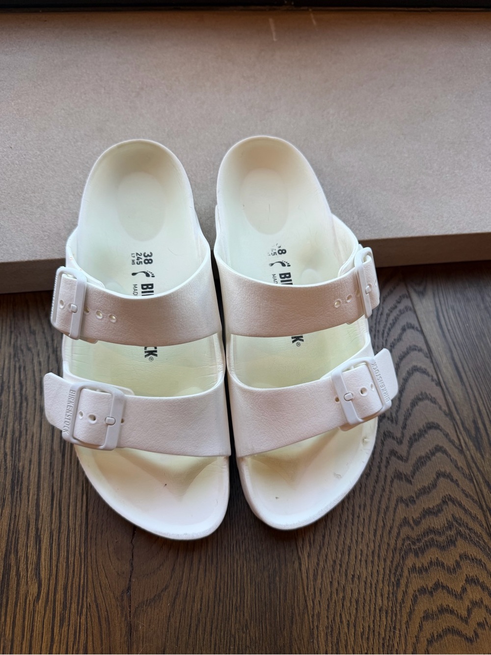 Birkenstock Arizona Essentials EVA White Double-Buckle Slide Sandals - Size 7 - Picture 6 of 9